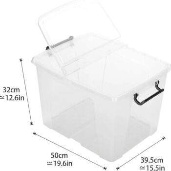 Strata Smart Box Clip-On 40 Litre Clear HW674CLR | Can be stacked on top of each other when full with lid attached and inside each other when empty