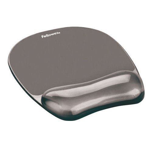 Fellowes Crystal Mouse Mat Pad Wrist Rest Gel Black 9112101