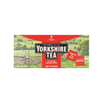 Yorkshire Tagged Tea Bags Enveloped - Box of 200 | Tea bags with convenient tag and envelope | Ideal for caterers and shared kitchens